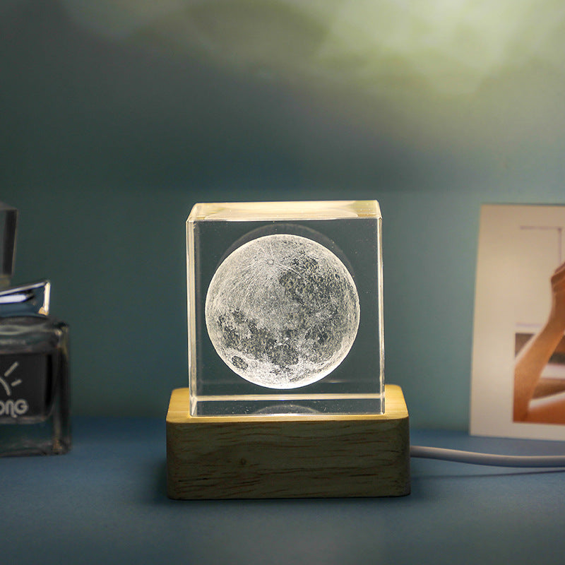 40mm Crystal Cube USB / Warm Light Moon