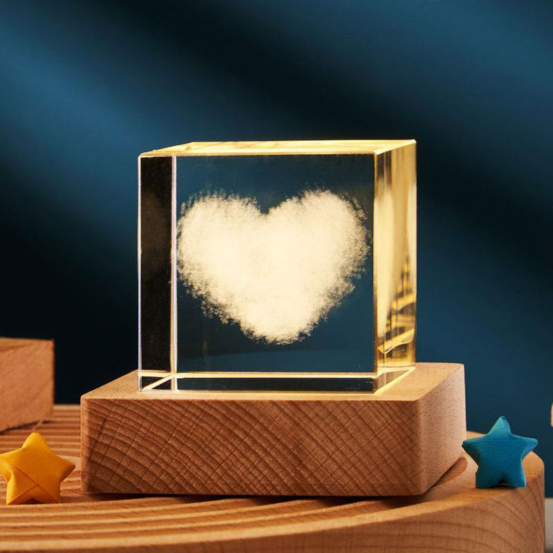 40mm Crystal Cube USB / Warm Light Love