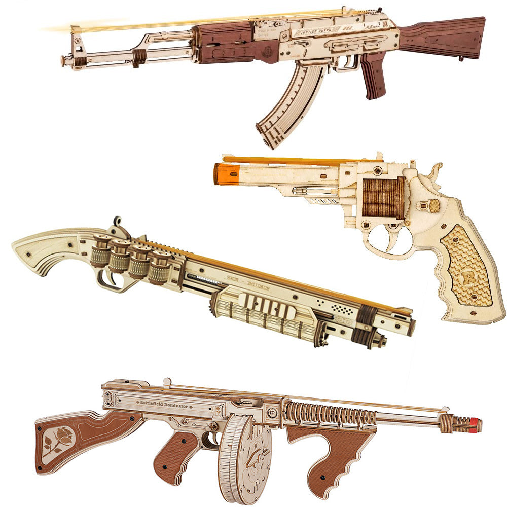 3D ROKR Wooden Puzzle Gun Toys for Creative DIY Fun