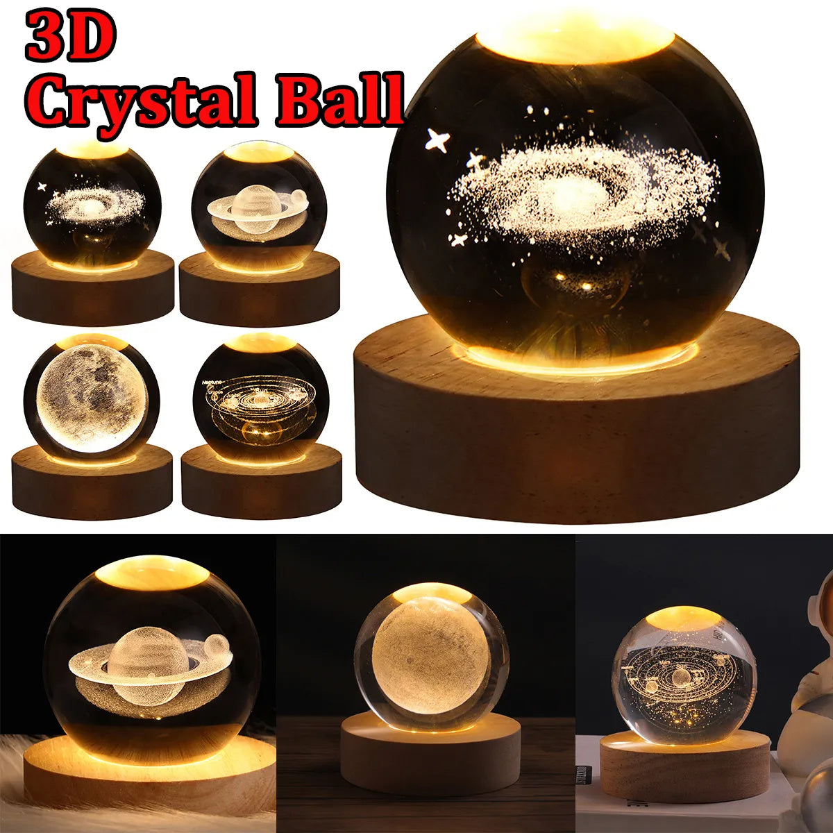 LED Night Light Table Lamp 3D Planet Moon