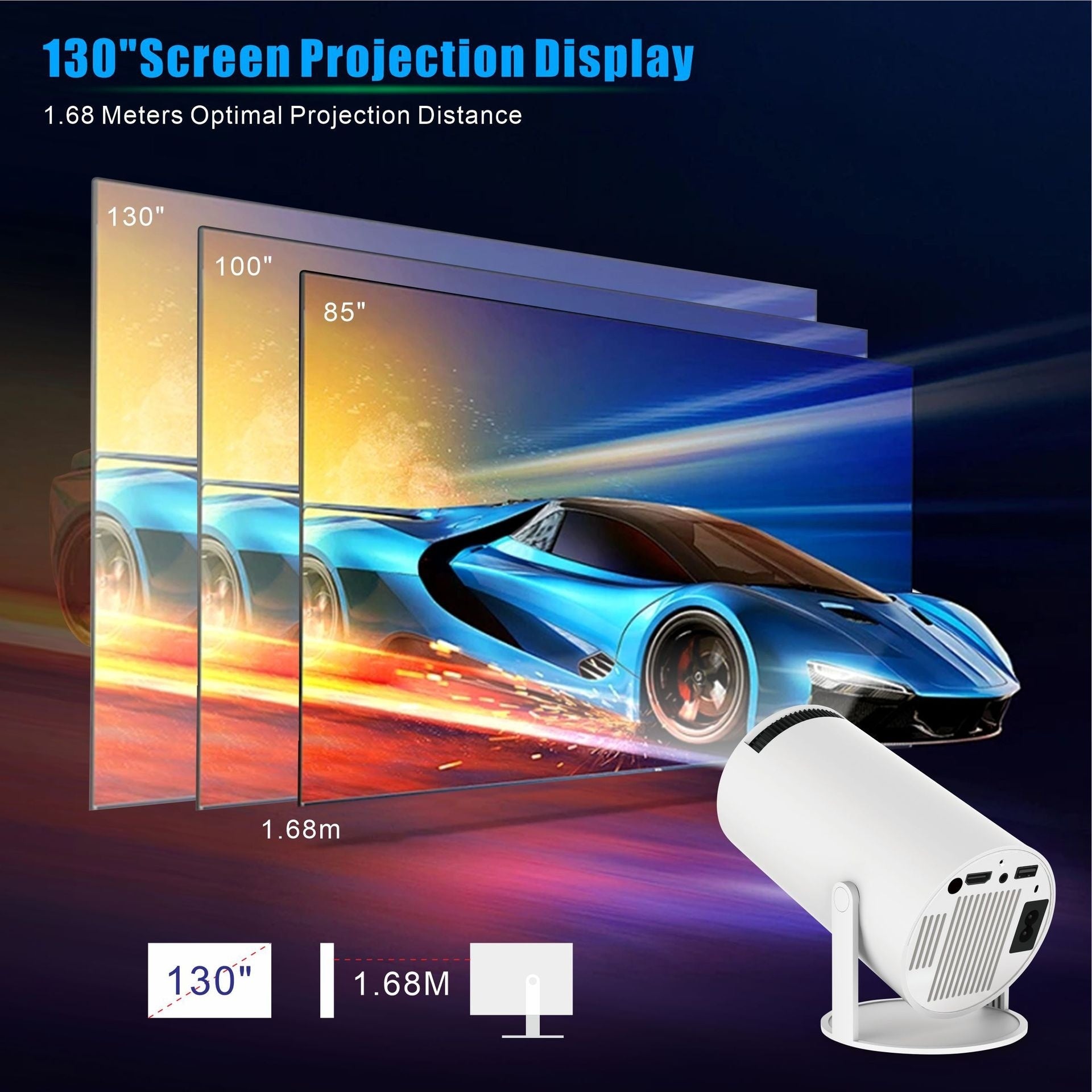 Portable Projector: Small Home Theater with 180 Degree View