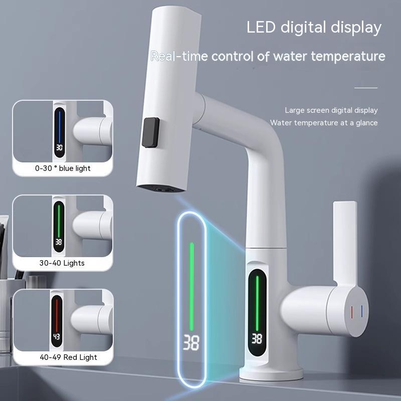 Intelligent Digital Display Faucet with Pull-out Basin