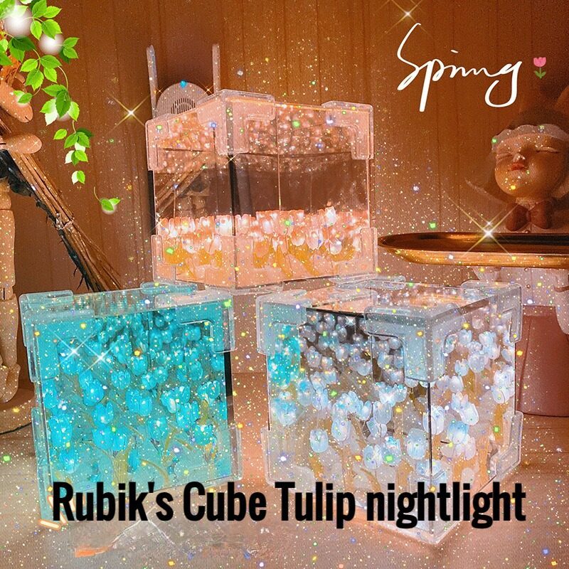 Handmade DIY Tulip Flower Elegant Night Light for Romantic Gifts