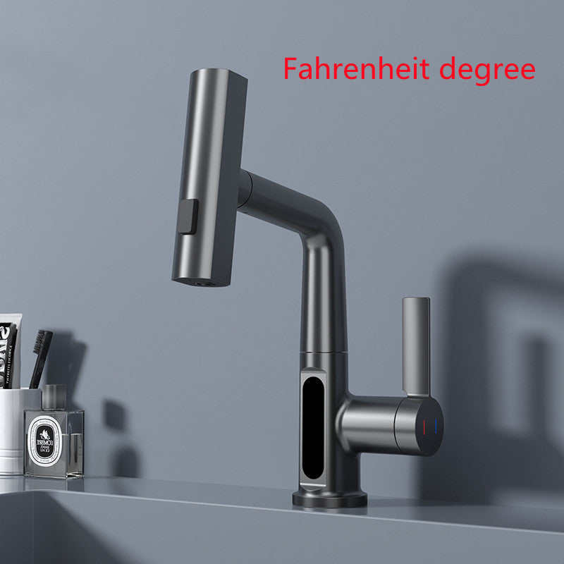 Intelligent Digital Display Faucet with Pull-out Basin