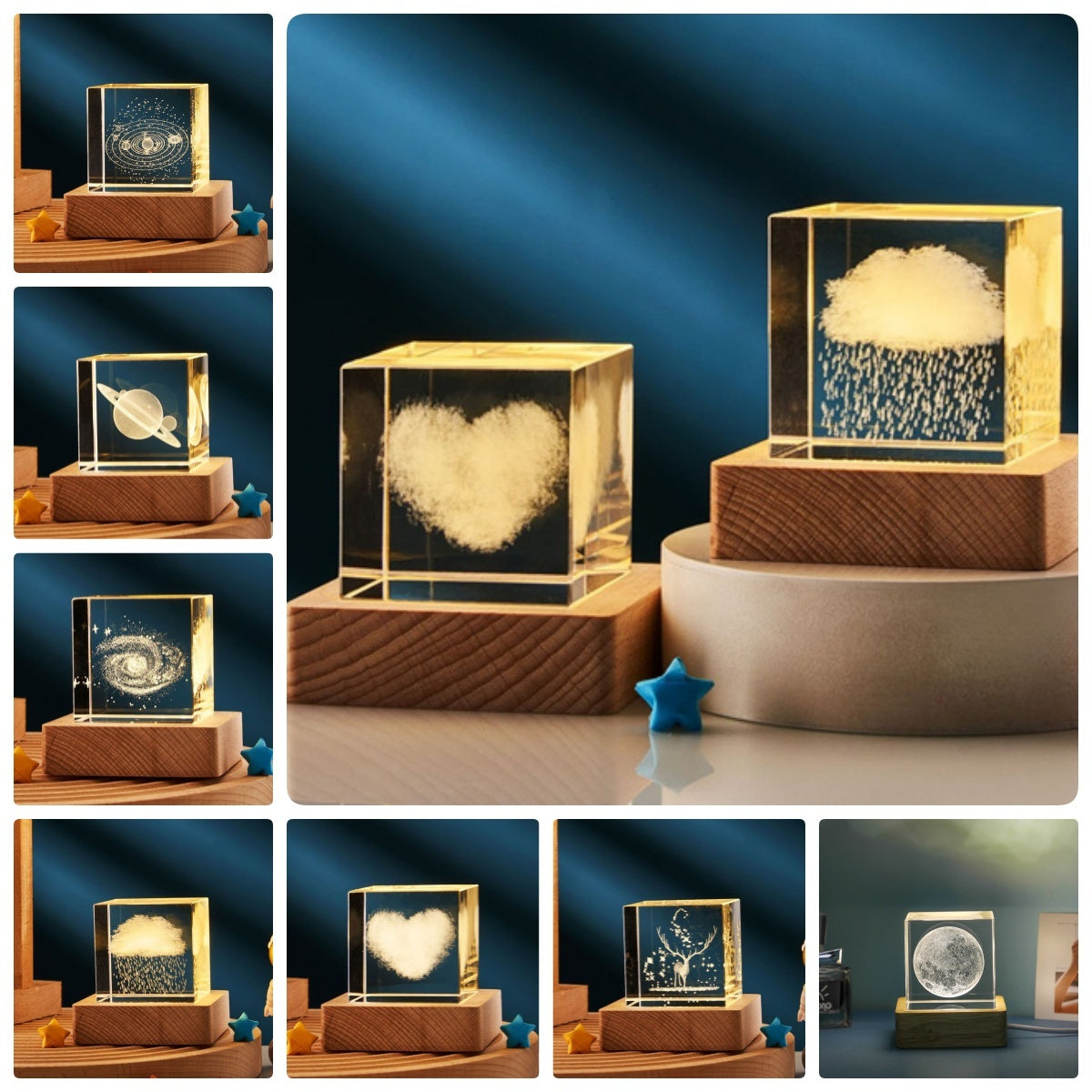 3D Crystal Photo Cube | Picture Engraved in Glass Cube