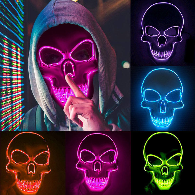 Halloween Skeleton Mask Led Glow Scary Mask