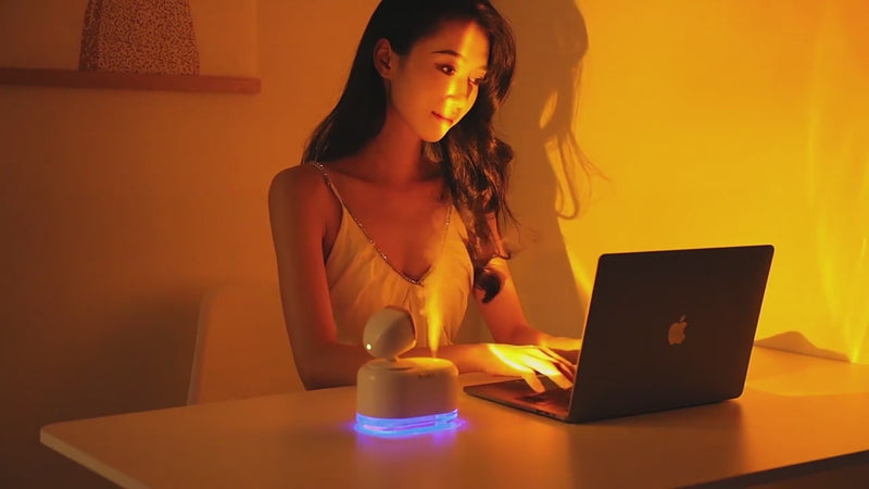 Elevate Your Lighting Game with a Mini Wireless Sunset Lamp Humidifier 2 in 1