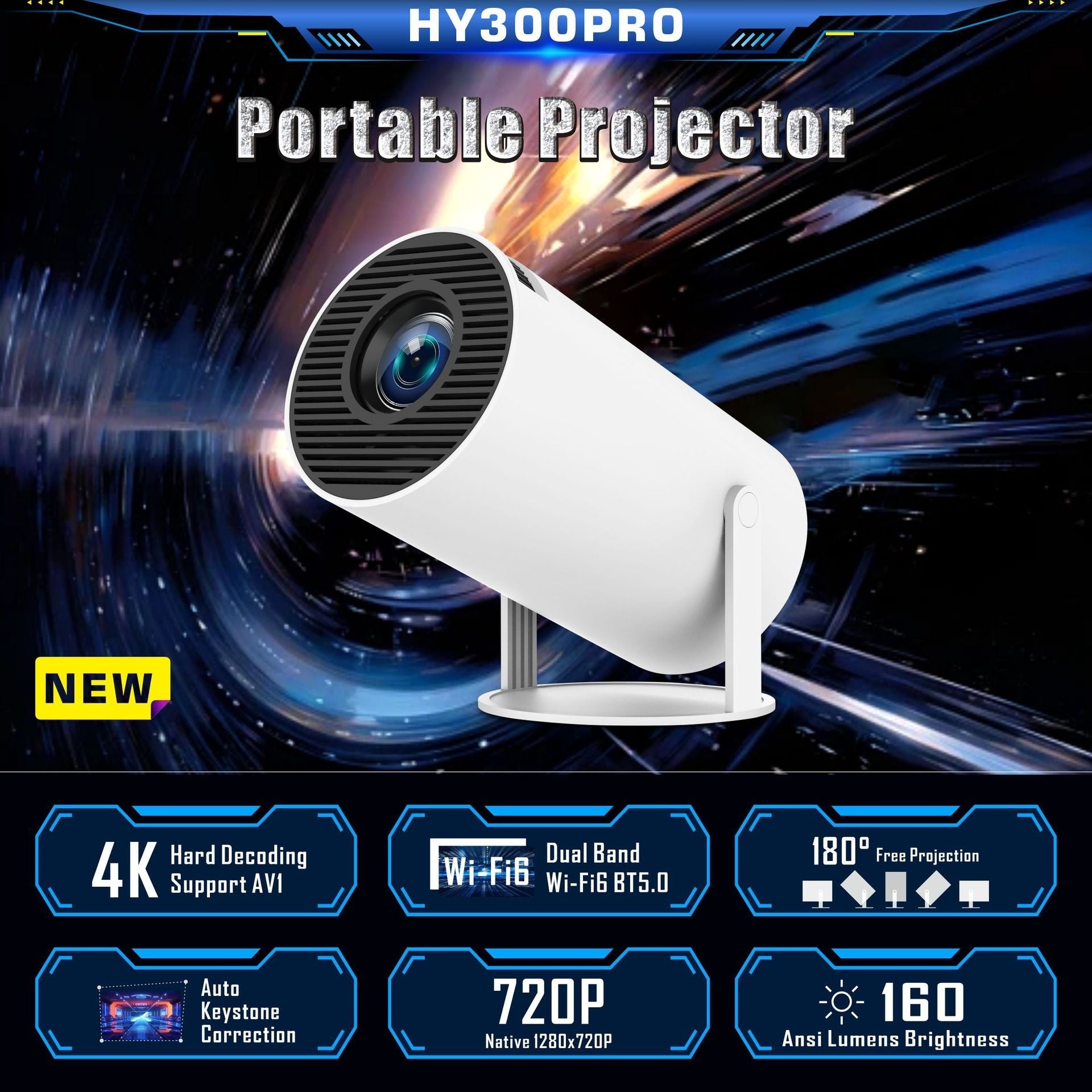 Portable Projector: Small Home Theater with 180 Degree View